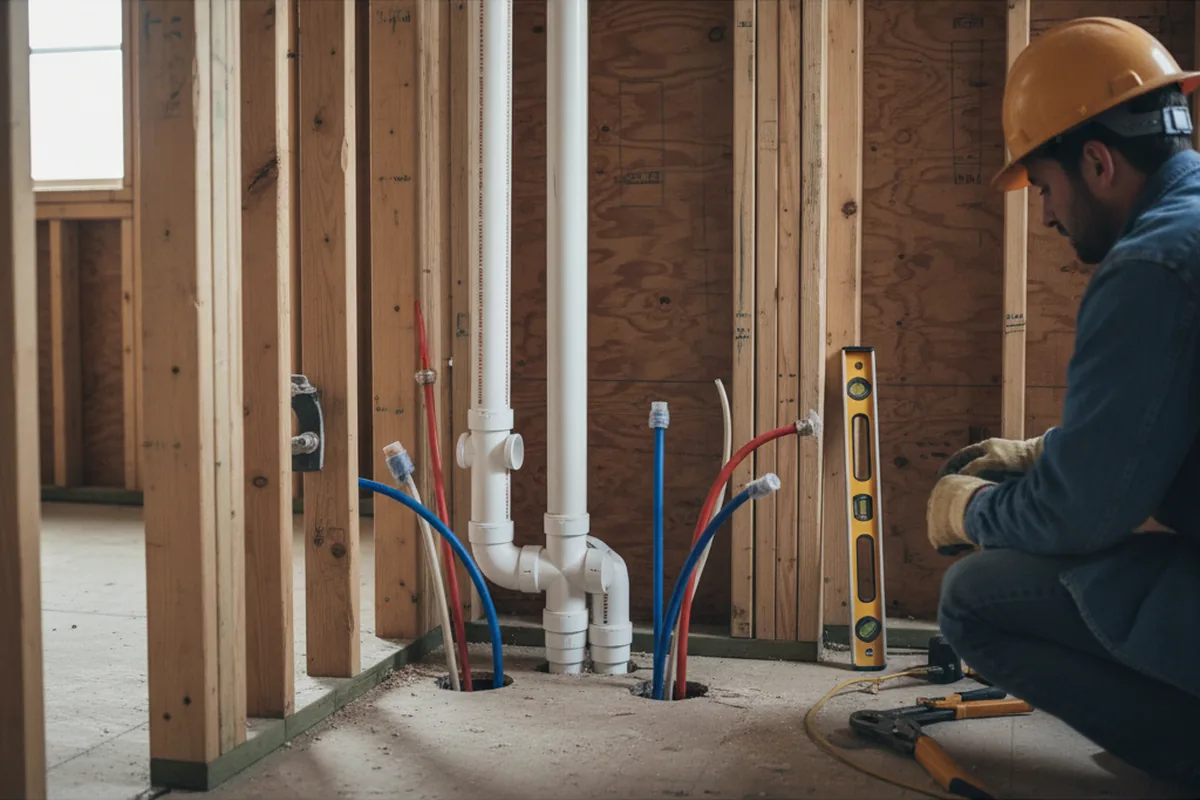 Drain and supply rough-in during Drain Cleaning in Galena