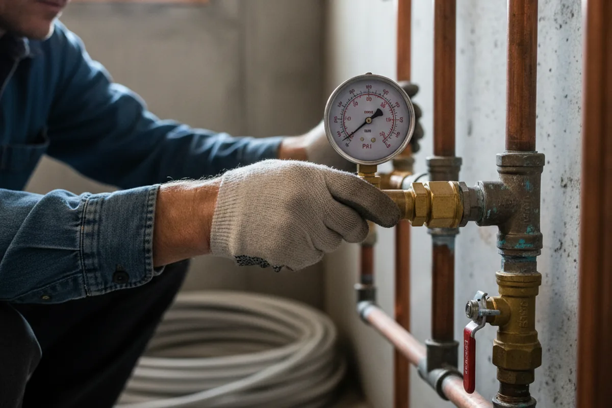 Pressure testing a repaired line during Water Line Repair in Galena